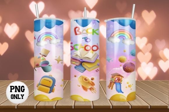 3D Back to School Tumbler Wrap