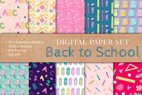 Back to School Pattern Set Digital Paper