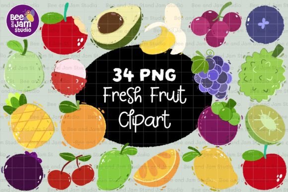 Fresh Fruit PNG Sublimation Clipart: A Versatile Creative Resource for Designers and Educators