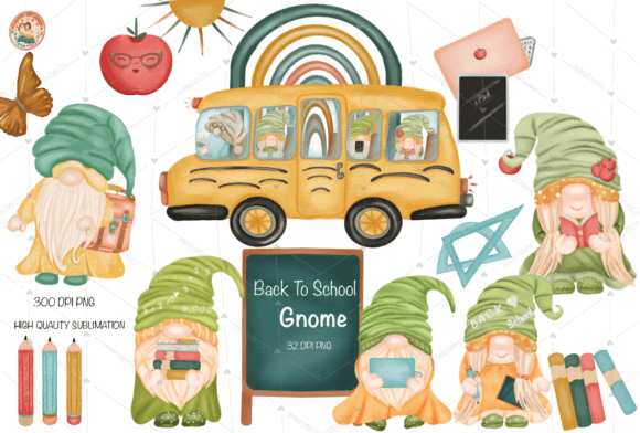 Gnome Schools Clipart: Back to School Wa