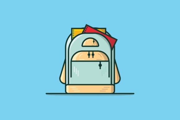 Open Bag Backpack with Books Vector Icon