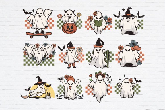 Retro Halloween Ghost Illustration
