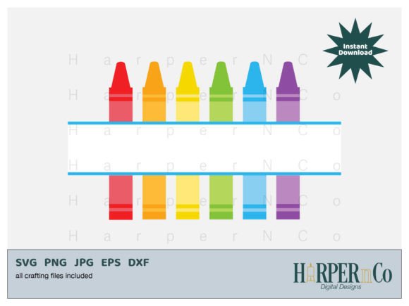 Split Rainbow Crayons SVG Back to School