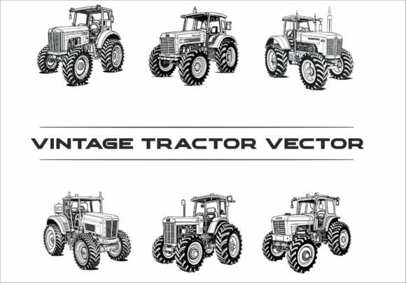 Vintage Tractor Vector Illustration