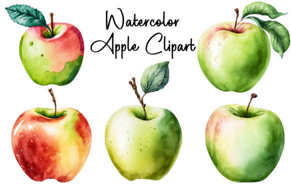 Watercolor Apple Clipart