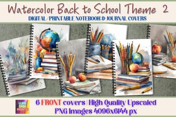 Watercolor Back to School Covers 2 - PNG