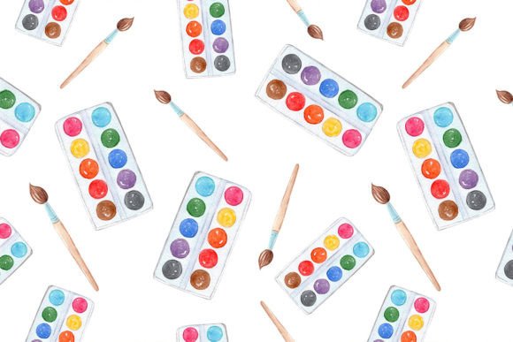 Watercolor Paints Seamless Pattern JPG
